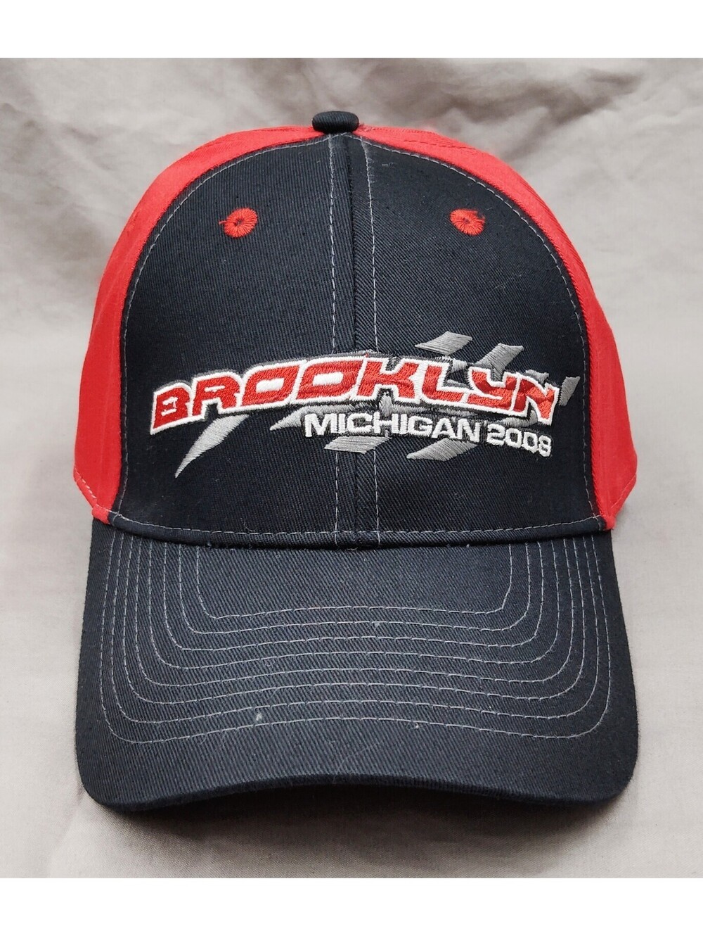 2009 Brooklyn Michigan Racing Hat Cap Red Black Embroidered Adjustable